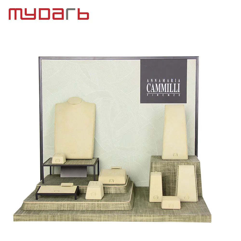 MYDARB Custom  Best selling MDF velvet microfiber material acrylic painted jewelry display rack sets
