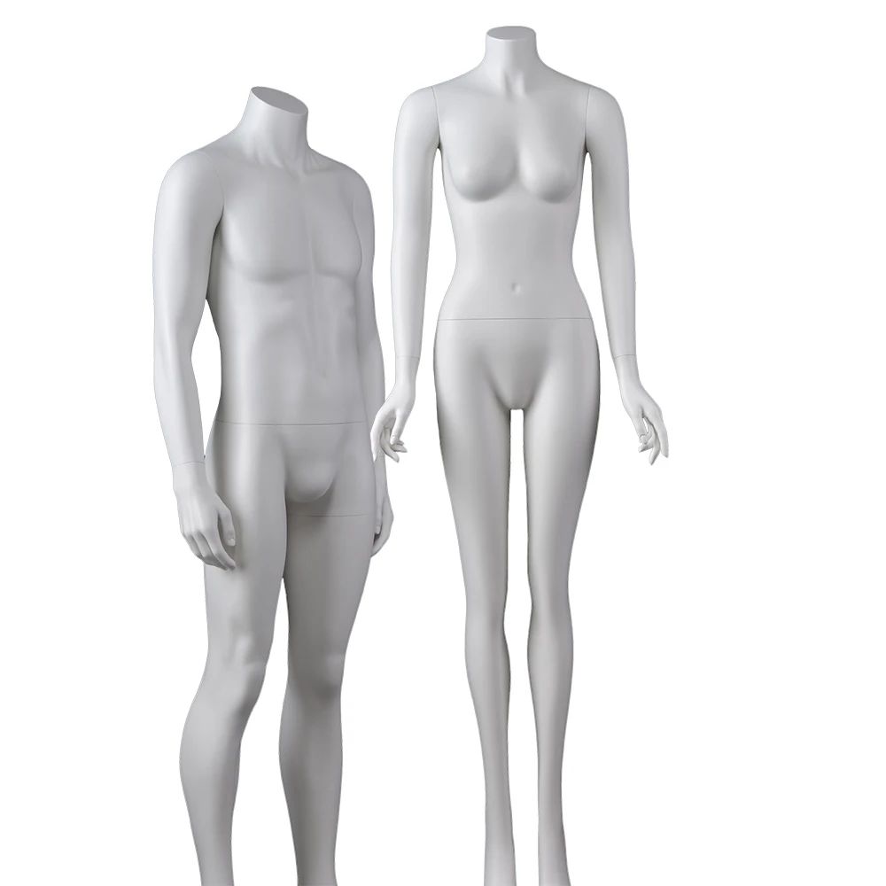 Fashion cheap fiberglass white male headless female woman dummy nude mannequin without head for sale