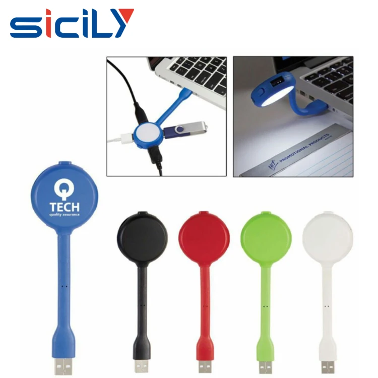 Novelty Promotion Gift USB Hub 4 Port with LED Light, China Factory 5 LED Usb Hub Lamp