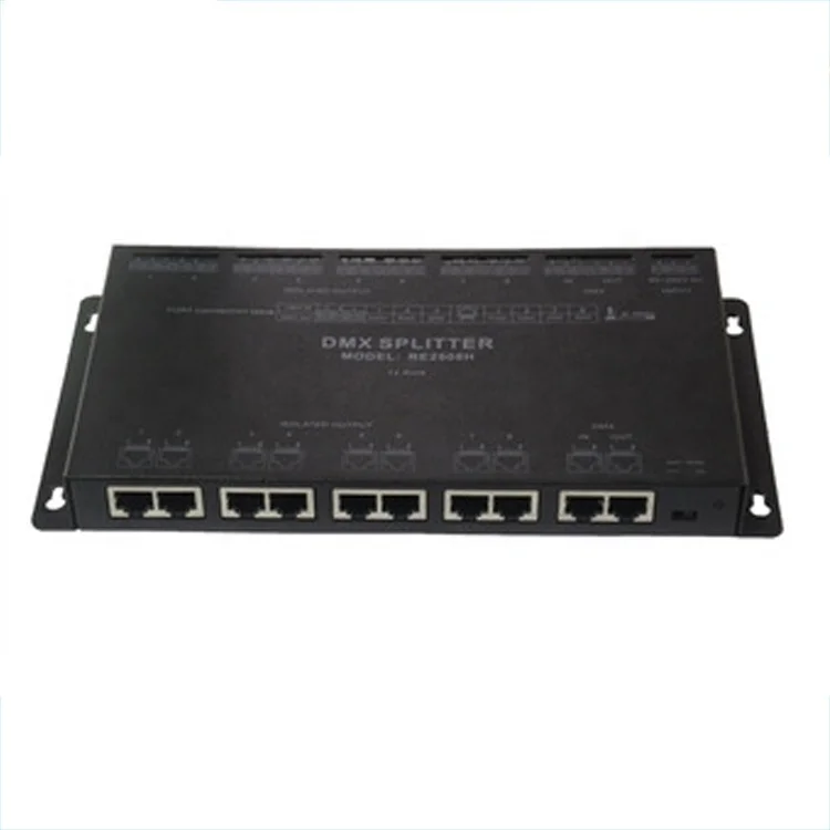 Press Button/RJ45 Optional 8 Channel DMX Splitter