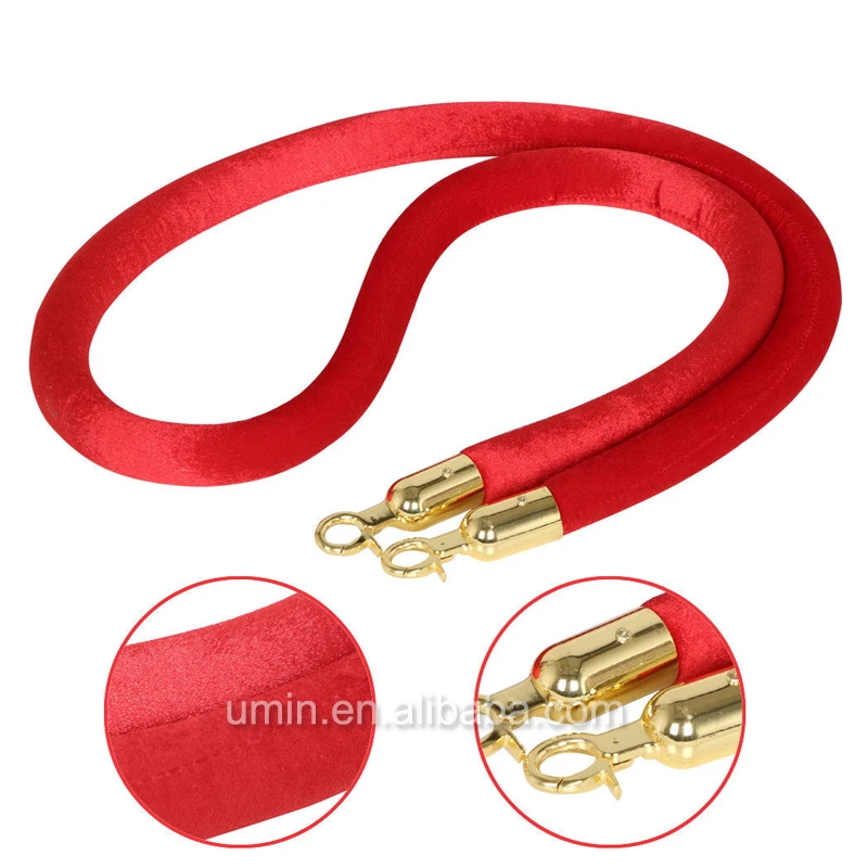 1.5m Red Velvet Rope For Crowd Control Queue Pole