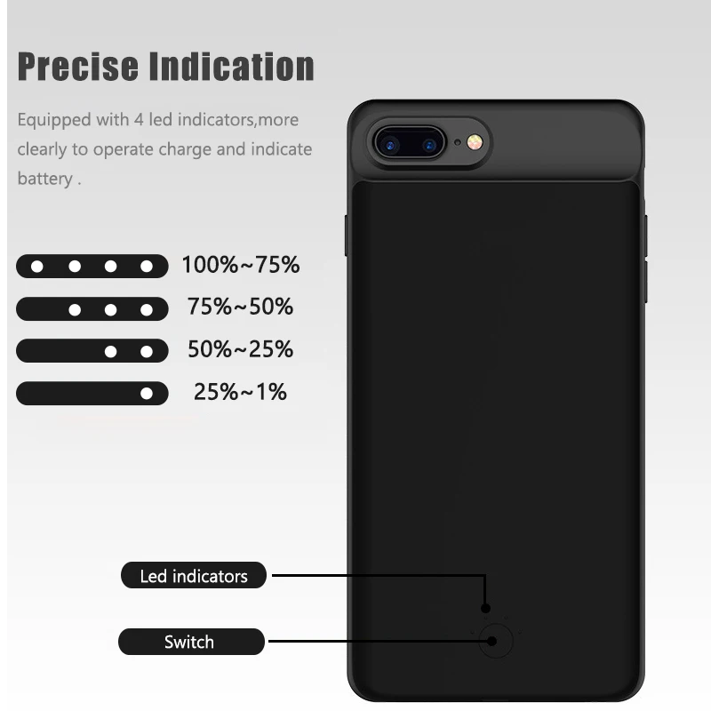 
ZZYD 3800mAh Battery Phone Case Charger Slim Mini Portable Powerbanks for iPhone X 