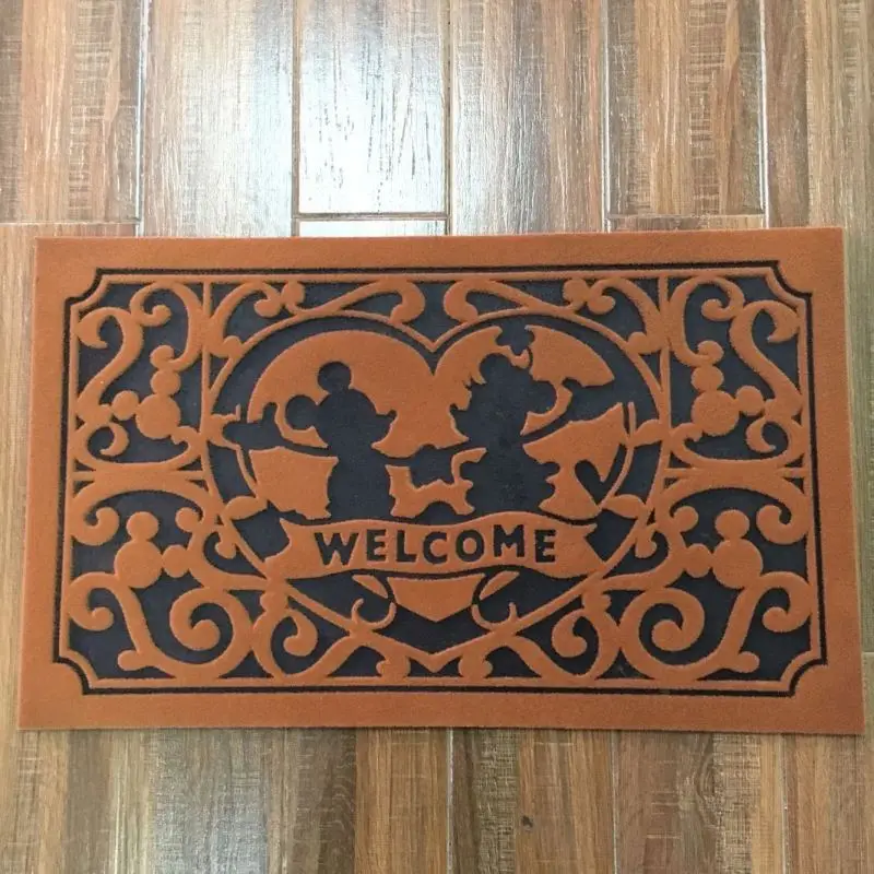 Mickey Mouse Scraper Thermal Heat Transfer Printed Flock Floor Mats