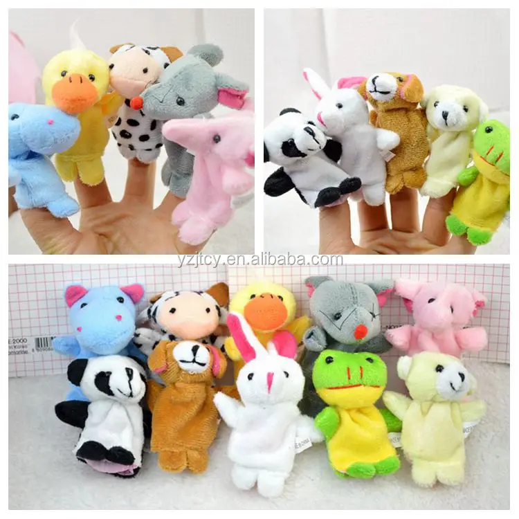 plush cute animal finger puppets toy/Wholesell story helper finger puppet Sweet family Plush finger puppets