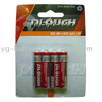 Super Heavy Duty Manganese Battery AAA Size R03 Metal Jacket Dry Battery Alkaline Batteries
