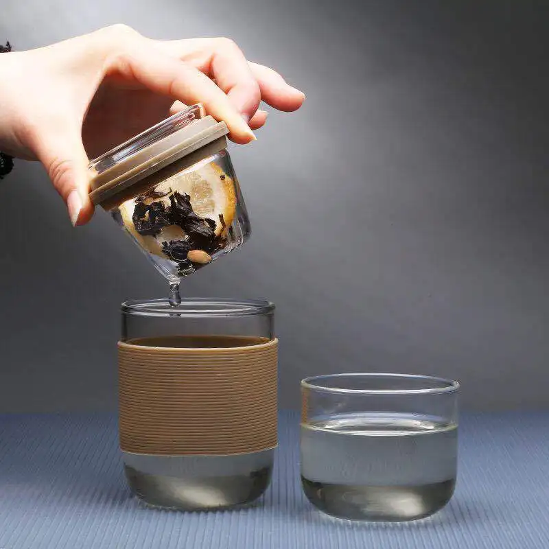 Portable Simple Travel Glass Tea Set with Kung Fu Tea Cups Elegant Teapot