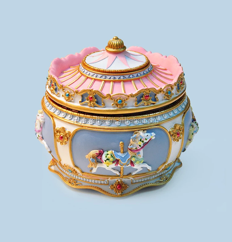 Geometric Shape Resin Craft Mechanical Carousel Music Box