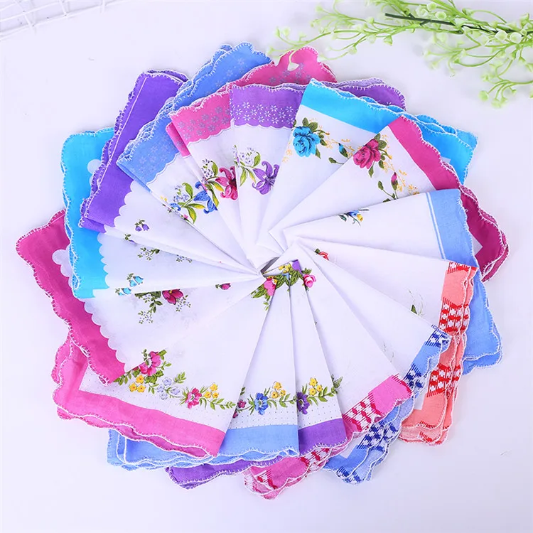 
Cheapest price flower printing handkerchief soft cotton ladies handkerchief for sale 