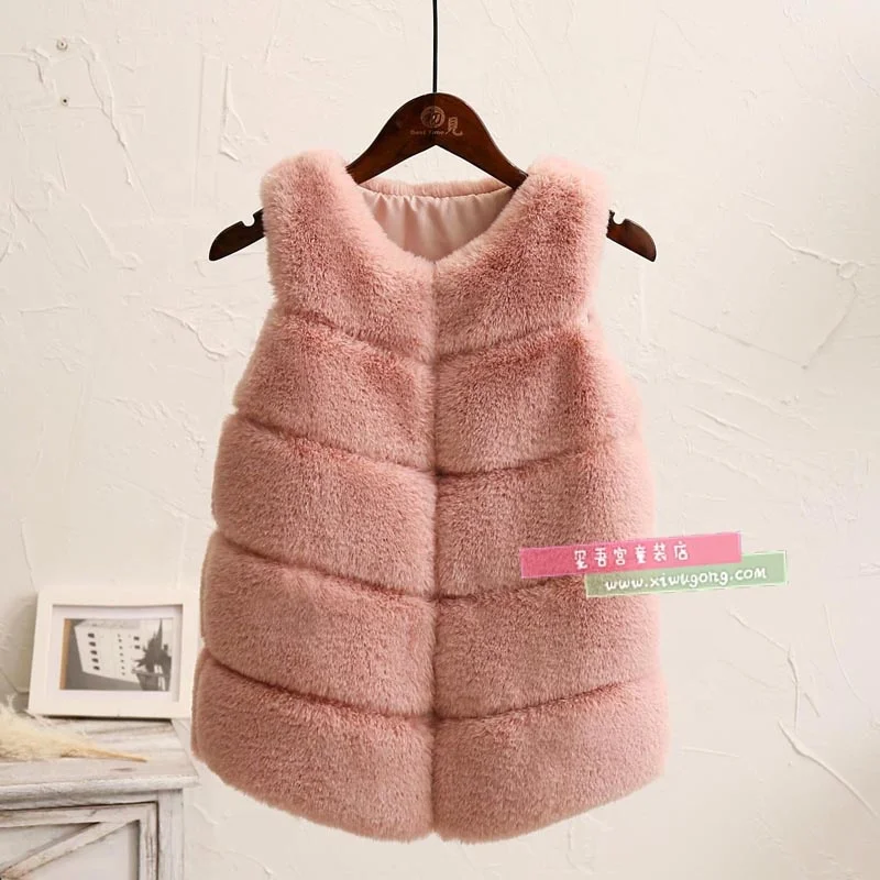 
New Arrival Autumn Winter Baby Girls Faux Fur Waistcoats Vest 