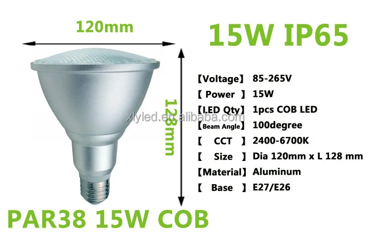 3 Years Warranty Dimmable Lamp IP65 Par20 Par30 Par38 Led Garden Lighting COB Outdoor Led Spotlight 7W 12W 15W With CE RoHS