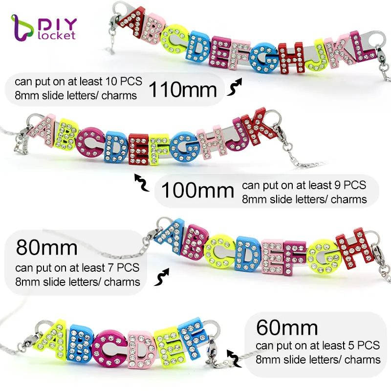Wholesale Stainless Steel Silver Curved Bar Chain Necklace For DIY Personalized 8mm Slide Charms/Letter Jewelry