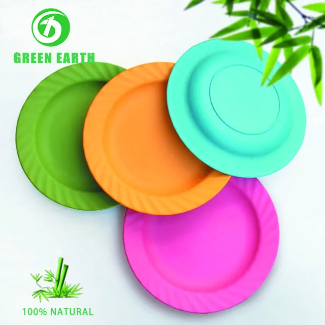 Eco-friendly natural plant fiber plate dinnerware set of 4 bamboo dishes