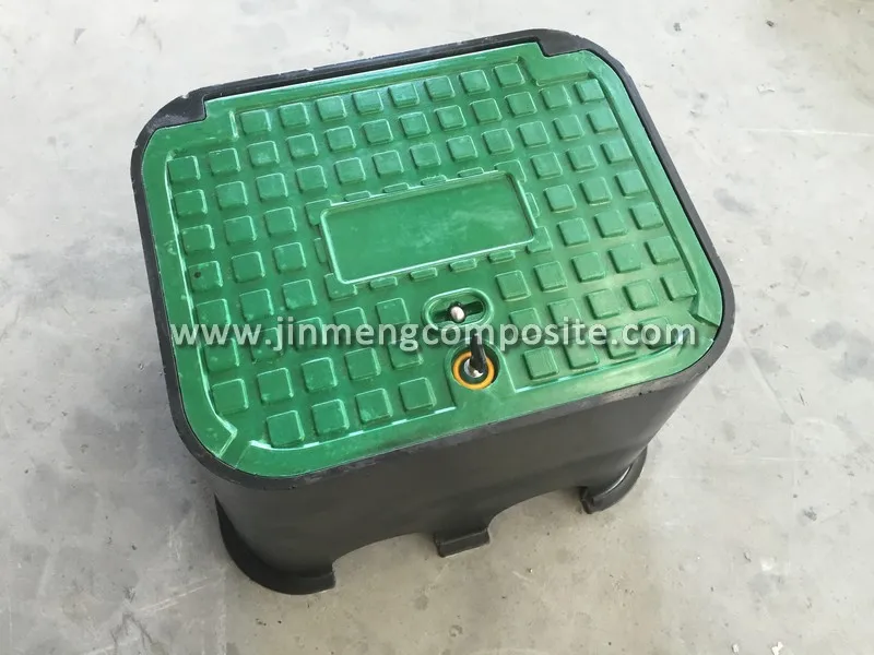 Composite water meter box with hinge and lock