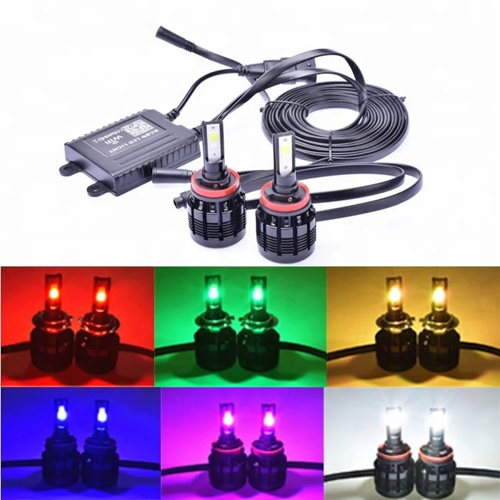 2018 New Product LED RGB WIFI Fog Light 9006 H4 H7 H11 Auto Car Headlights Bulb Lamp For J eep BM W