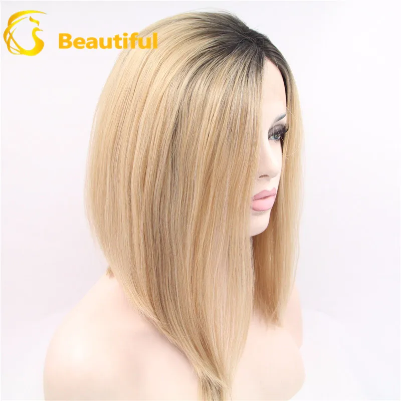 Beyonce style 10a grade 12inch ombre blonde human hair full lace wig short bob brazilian hair
