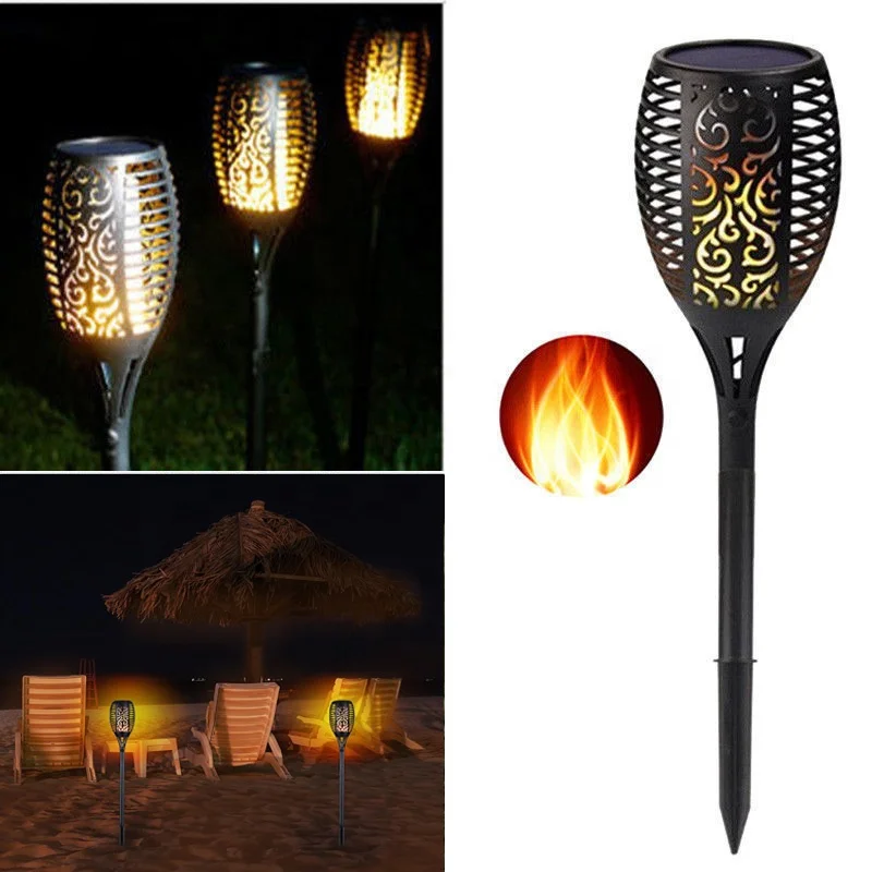 wholesale Waterproof Garden fire torch light shape led solar flame lamp