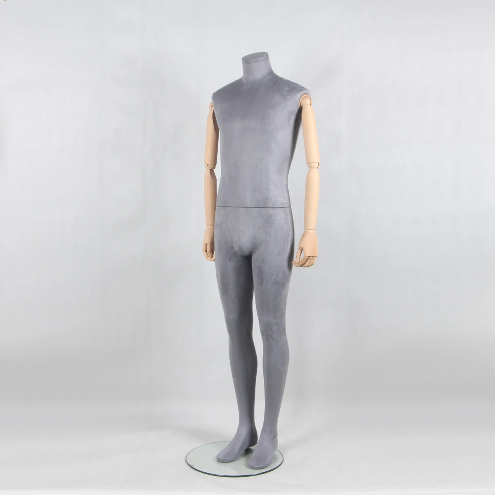 Fashion Grey Fabric Headless Wholesale men Mannequins Tailoring dress dummies Mannequin with beech arms on sale