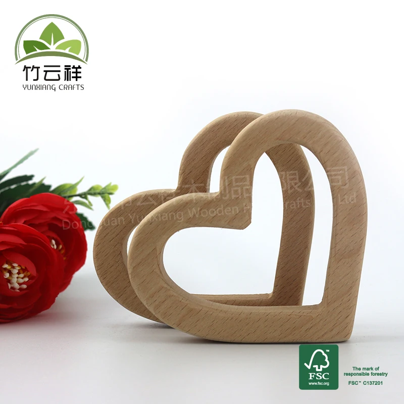 heart- shaped Wooden baby Teether Natural Grasping Toy