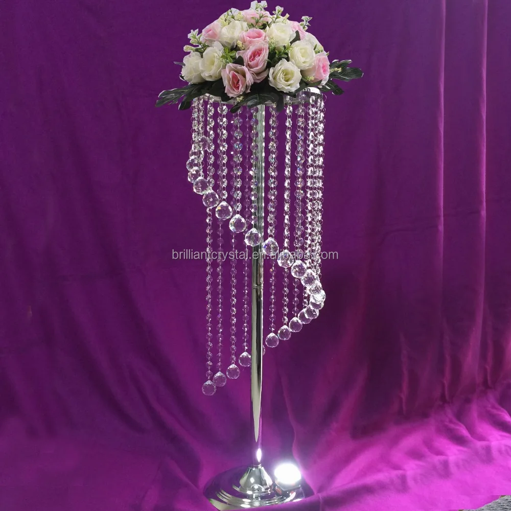 luxury 110cm tall crystal beaded wedding aisle pillar for wedding decoration
