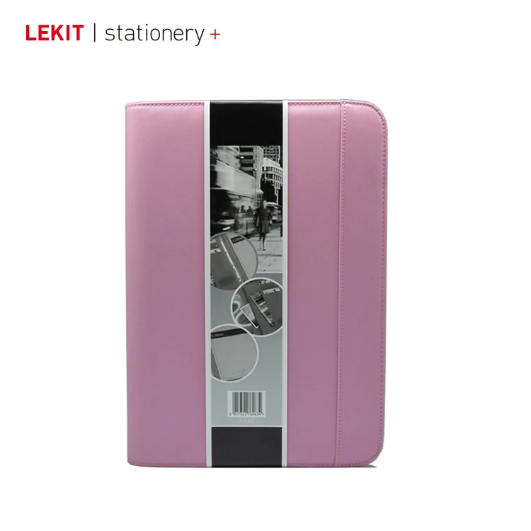 Manufacture A4 A5 Customized PU Leather Folder with Notepad Pouch Black Folder Menu Office Supplies