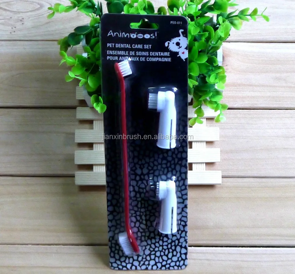 Long handle And Finger Pet Dog Cat Animal Puppy Poodle Oral Mouth Tooth Cleaning Brush set