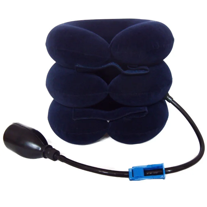 Adjustable flannel air neck brace traction inflatable cervical collar brace pillow