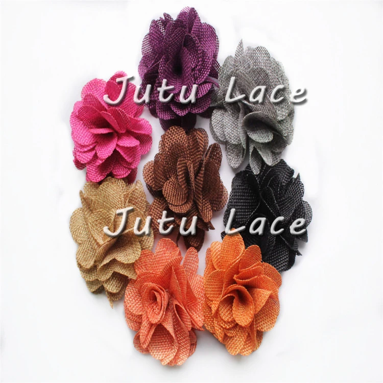 Тканевые цветы с 8 лепестками, 3 дюйма, аксессуары «сделай сам», красивый декоративный льняной цветок для одежды