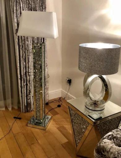 Home decoration sparkly crystal mirrored floor lamp