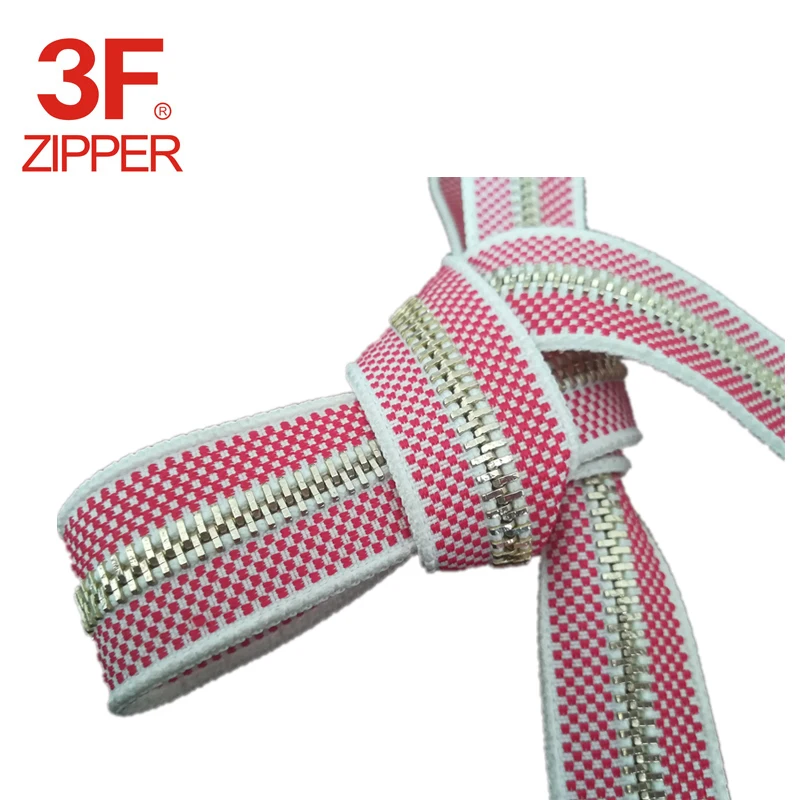 Fashion #5 metal fancy zipper light gold thickness colorful tape