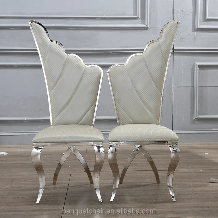 
King Queen chairs Angle wings Stainless steel frame throne dining chair 