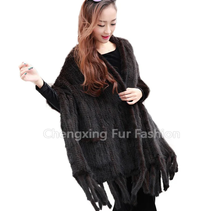CX-B-M-25C Cheap Hot Sale Woman Winter Knitted Fur Stole wrap Fur Capes Mink Fur Shawls Of All Types