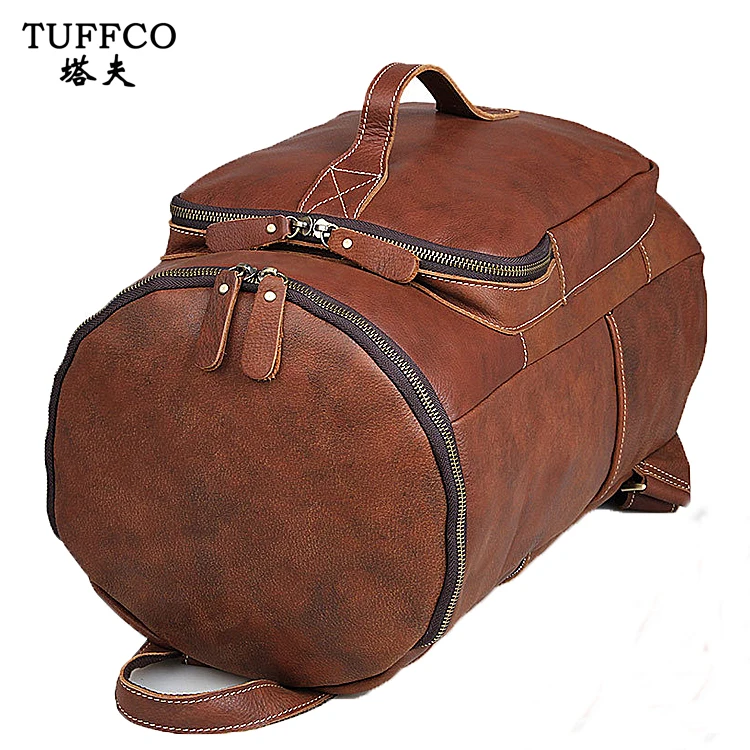 Wholesale High Quality Real Leather Backpack Climbing Knapsack for Men
