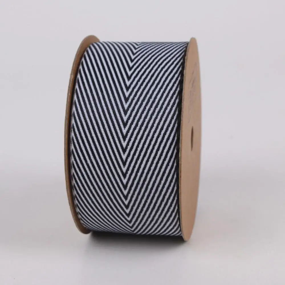 LaRibbons Wholesale Custom Black and White Striped Grosgrain Ribbon for Gift