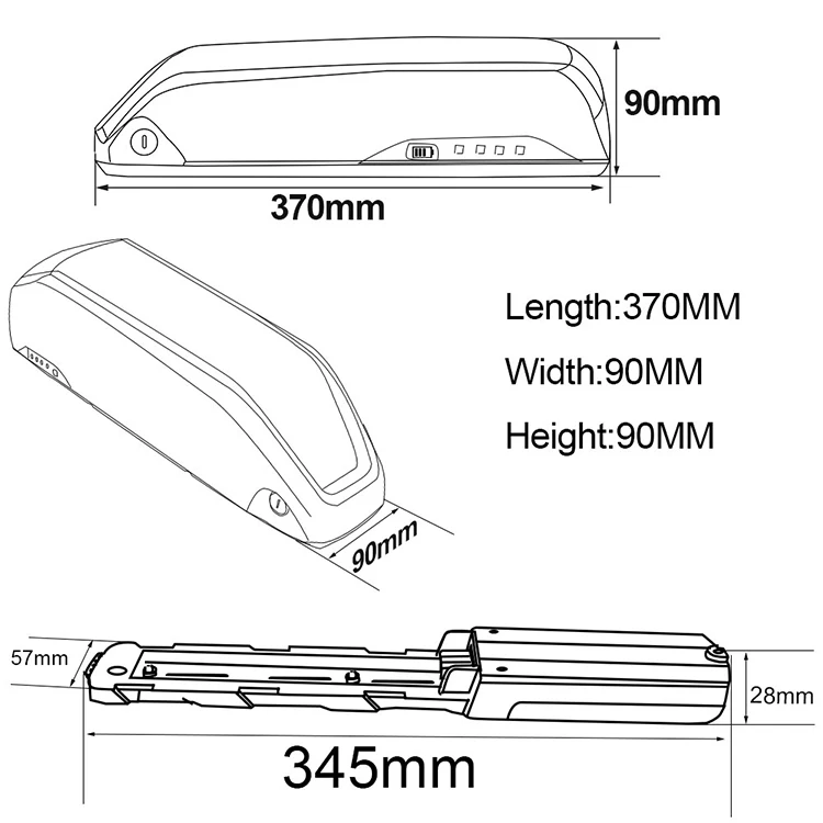 Hailong Battery case pack connector cover 52V 21Ah lithium other batteries  52 volt  ebike battery side release