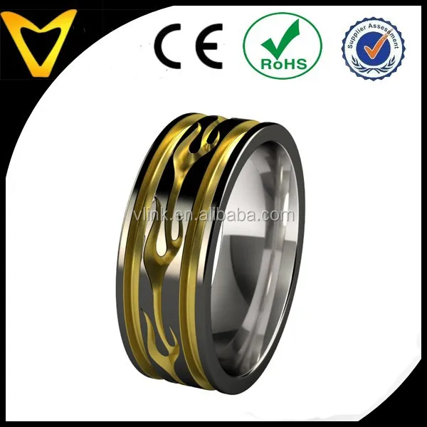 Wide carved flames ring,flames engraved titanium ring,custom texture engraved men ring specialized coating flames ring designs