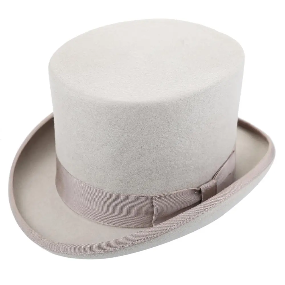 fashion 100% australia wool felt black ,white ,purple satin lined formal top hat royal top hats