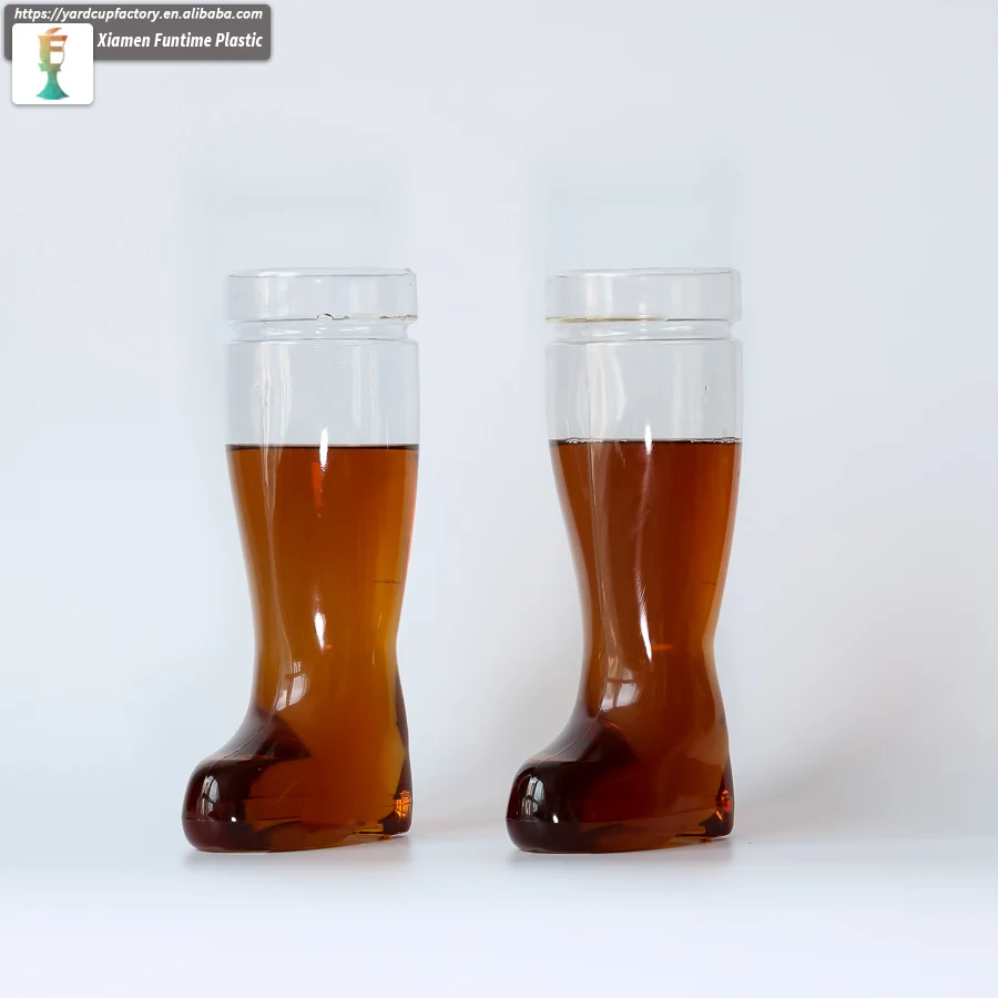 China Supplier Wholesale 1 Pint Personalized Cowboy Boot Plastic Beer Boots Glasses Beverage Yard Glass Plastic Beer Mug Cup