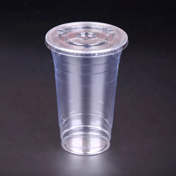 
Ready-to-ship China Factory Whosale plastic cup with flat lid 16oz disposable pet cup 