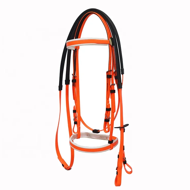 red PVC horse bridle and rein, colorful racing horses accessories