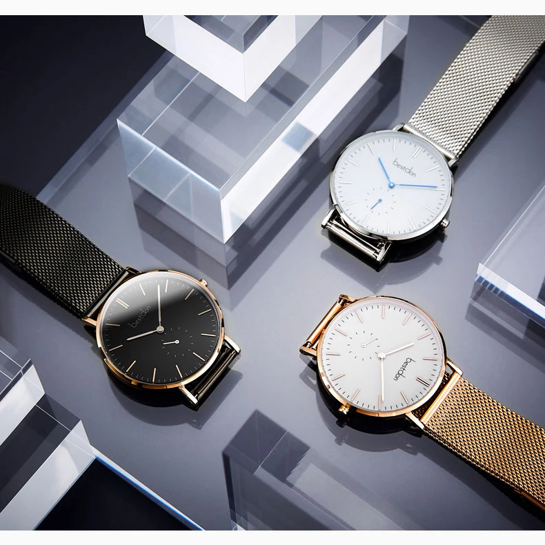 Simple Men Watch 3ATM Water Resistant Milanese Analog Watch Waterproof Japan MOVT Slim SS Case Quartz Business Battery Watch