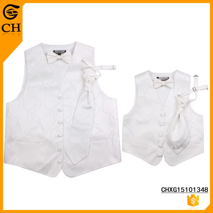 Professional Factory Directly  Men Kids Sleeveless Vest Cheap White Handsome Woven Floral Vest Custom Polyester Waistcoat Vest