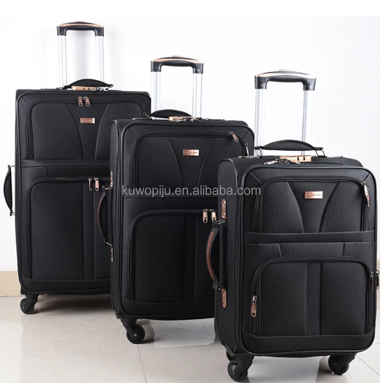 black color cheap fabric eva trolley case 4 wheel travel 3PC luggage sets