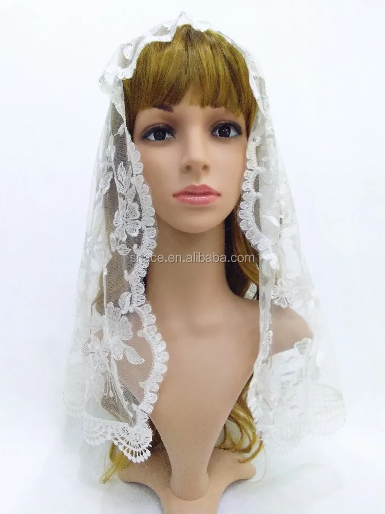 
White Embroidery Lace Mantilla Spanish Lace Veil Mantilla 