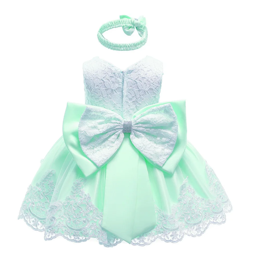 2019 European American cute fashion girl baby boutique dress birthday party boutique lace dress with big bow