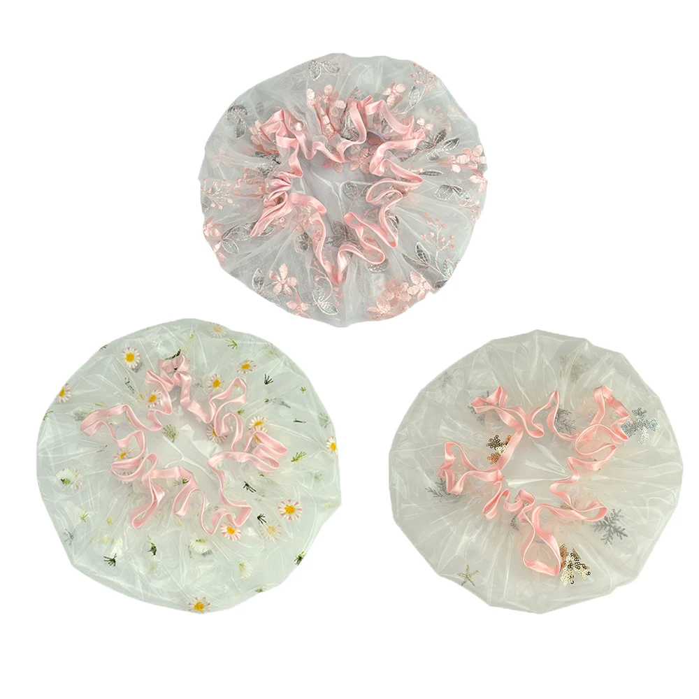 Водонепроницаемая Женская шапочка для душа EVA с цветочной