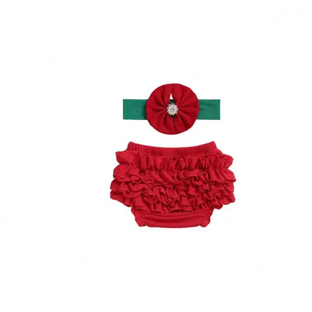 
Infant baby fall clothes solid color bloomer shorts ruffle girls bloomer with headband set 