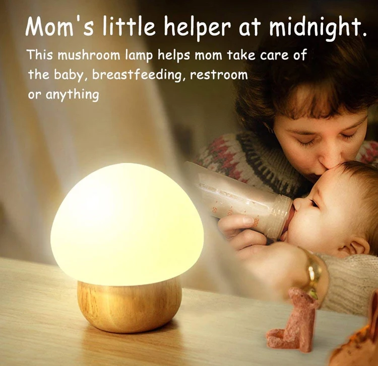 Soft Silicone LED Mushroom Baby Night Lights