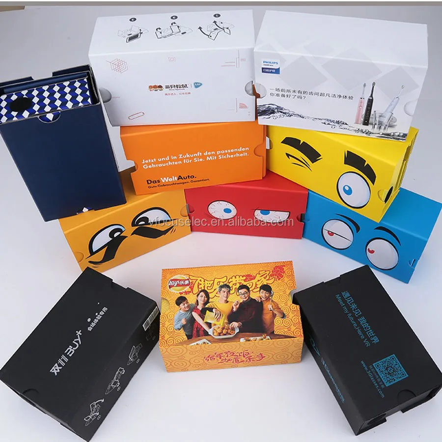 Stock Ready custom 4c offset printing cheap promotional vr 3d glasses headset google cardboard v2