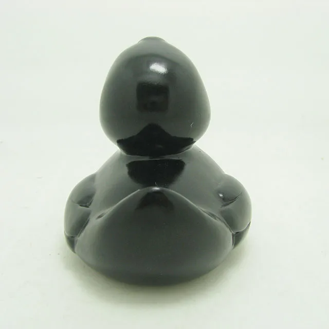 Custom  Plastic PVC Vinyl Bath toy with Logo Printed floating black bath rubber black duck with golden beak for kids