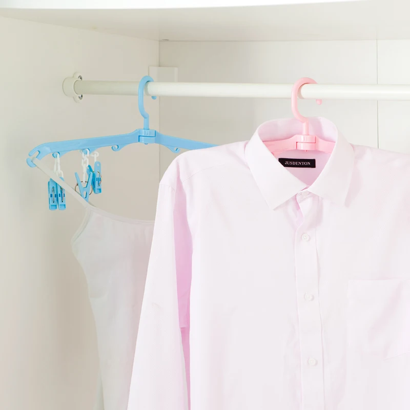 
Combination Plastic Clothes Hanger with Hooks and Multi Clips 